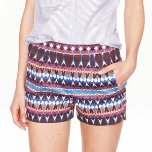 J. CREW Gemstone Print Cotton Shorts XS Geometric 'City Fit'